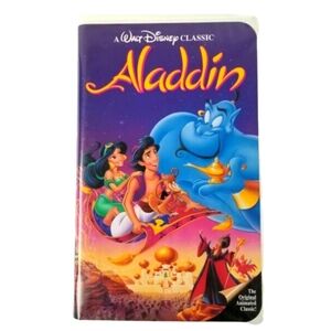 Disneys Aladdin VHS Tape 📼 Family Movie Night Aladdin Jasmine Jafar Genie 🍿